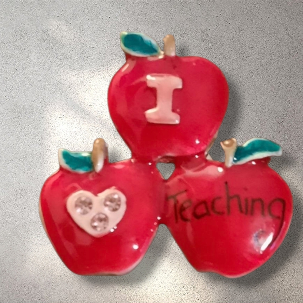 Signed apple brooch Vintage Gift Collectible pin By AJMC